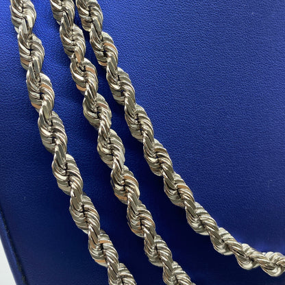 10K 7.5MM Rope Chain in White Gold 20-24"