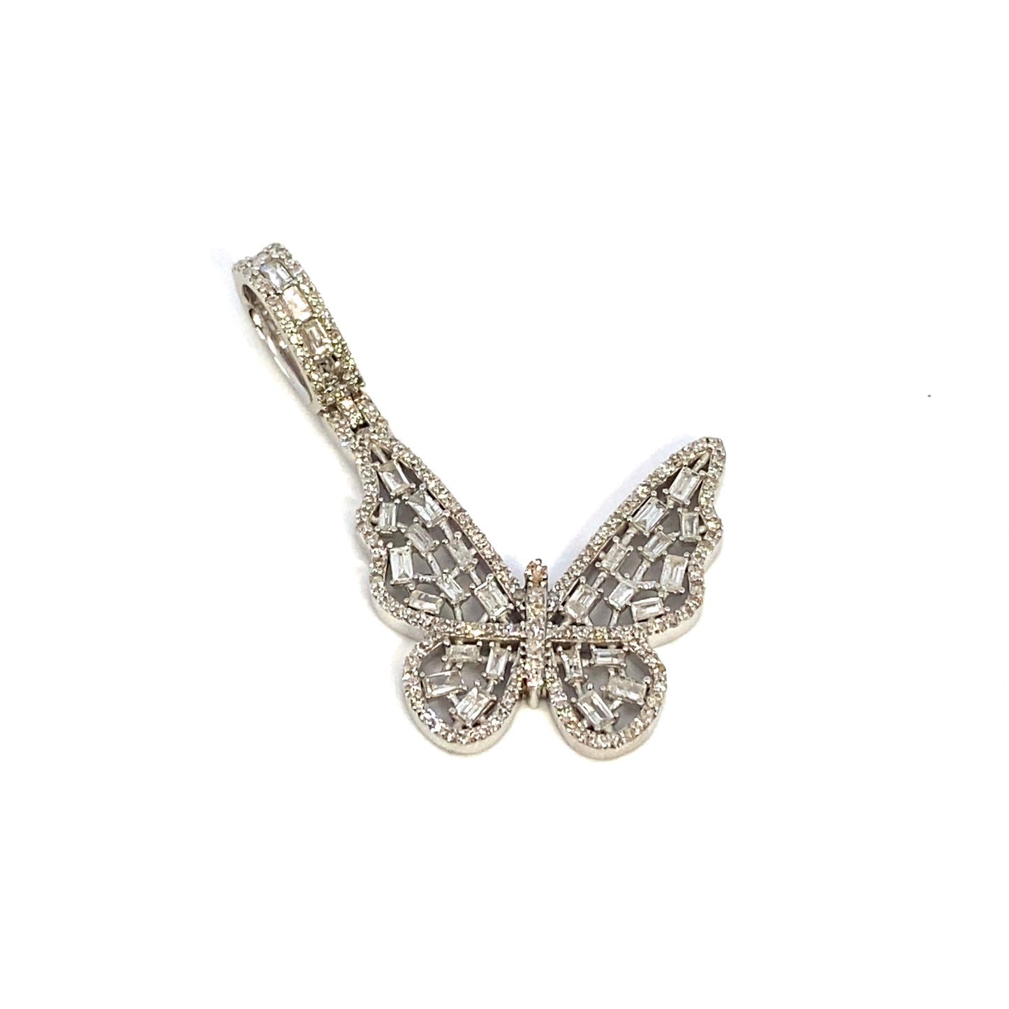 14K Butterfly Diamond Baguette Pendant
