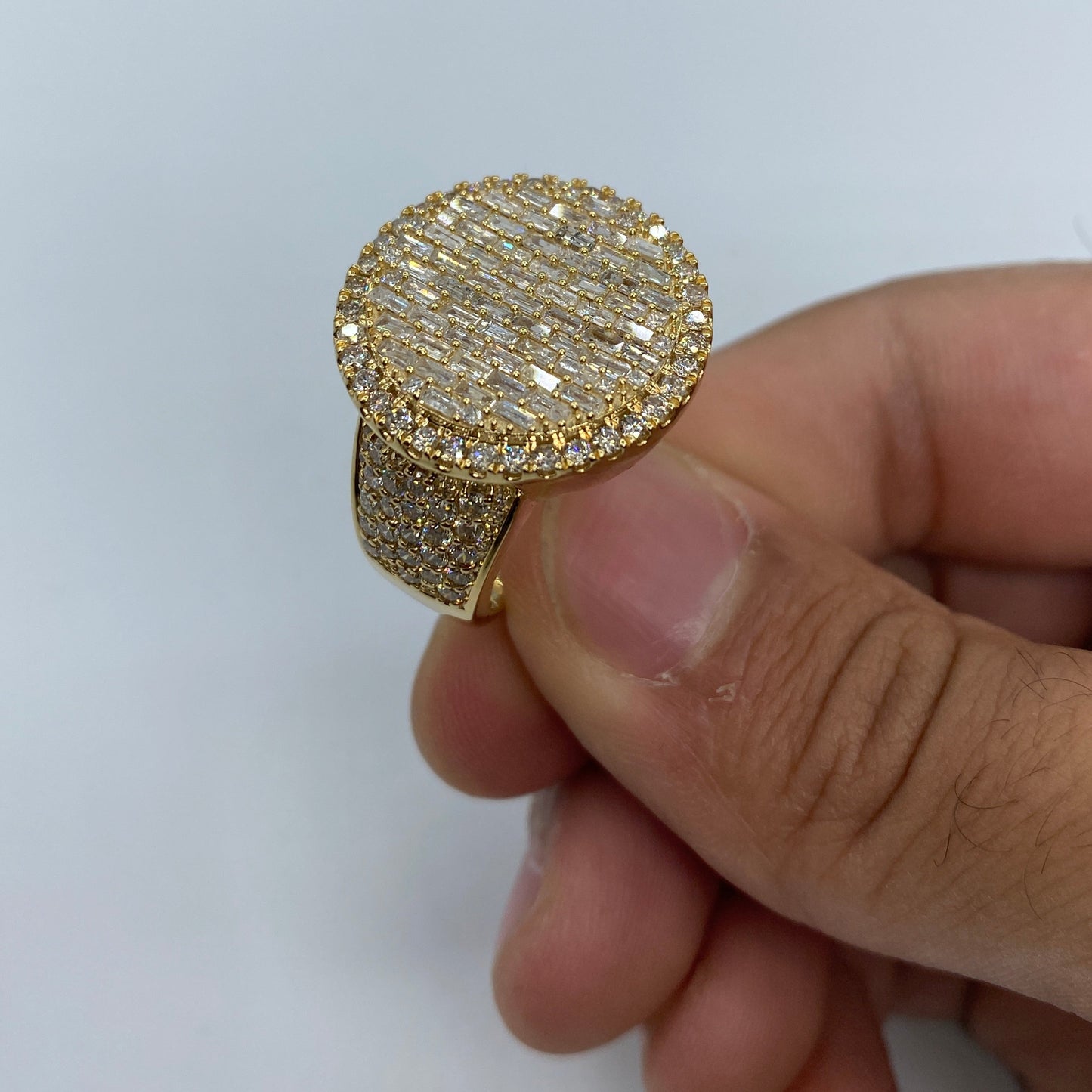 14K Circle Diamond Baguette Ring