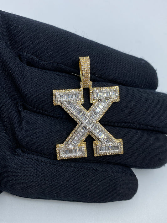 Initial X Baguette Pendant