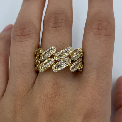 14K Eternity Cuban Link Diamond Ring