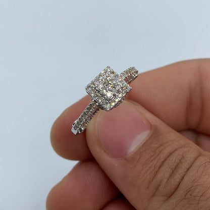14K 3D Square Diamond Engagement Ring