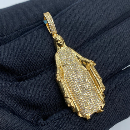 14K Virgin Mary Diamond Pendant