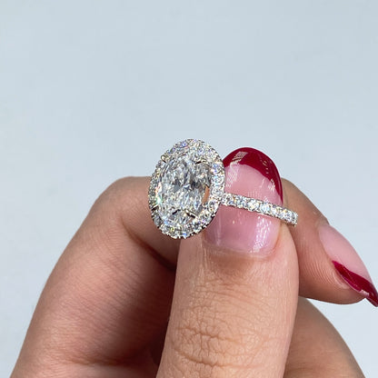 Custom 18K Luxe Halo Oval Diamond Engagement Ring