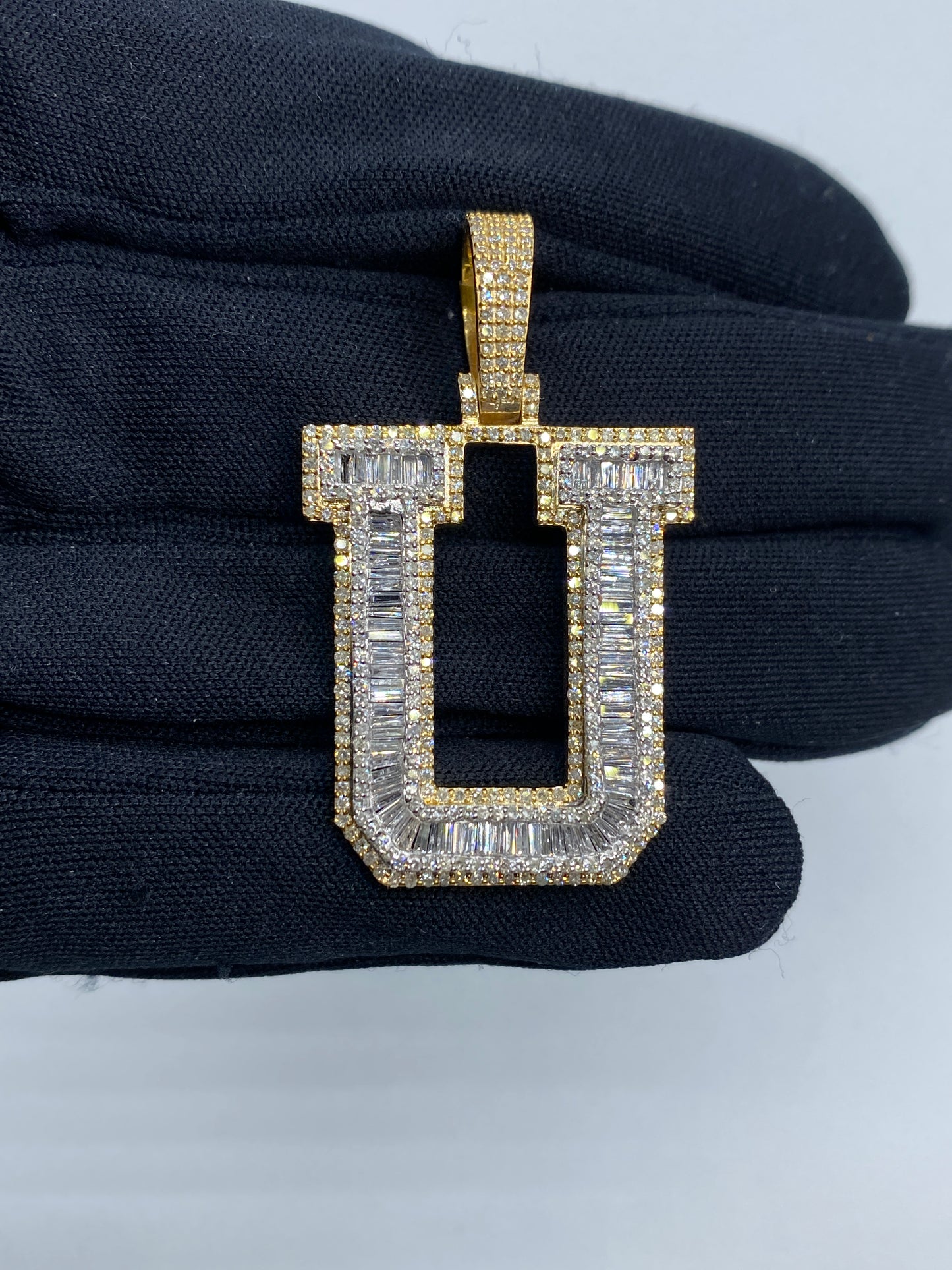 Initial U Baguette Pendant