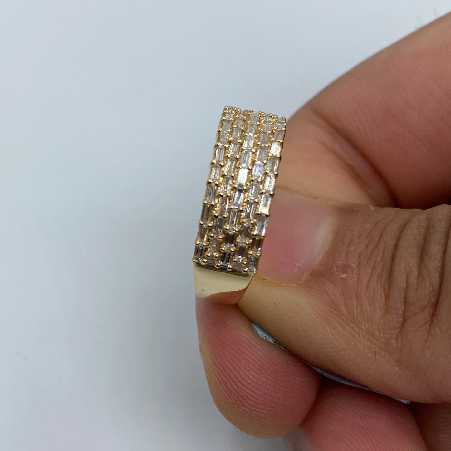 14K Five Stripe Diamond Baguette Ring