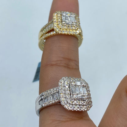 14K Victoria Double Halo Stacked Diamond Ring