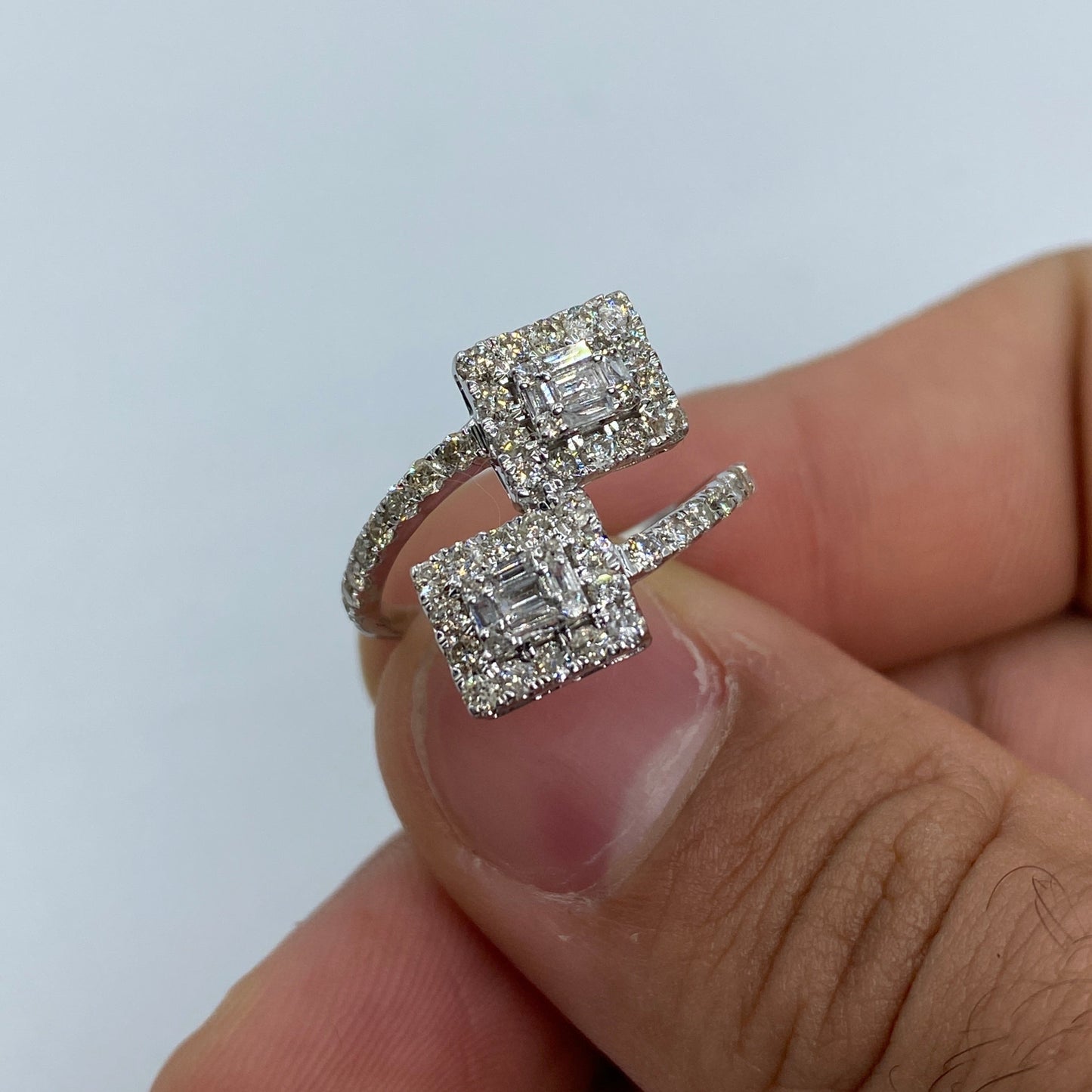 14K Twist Square Diamond Engagement Ring