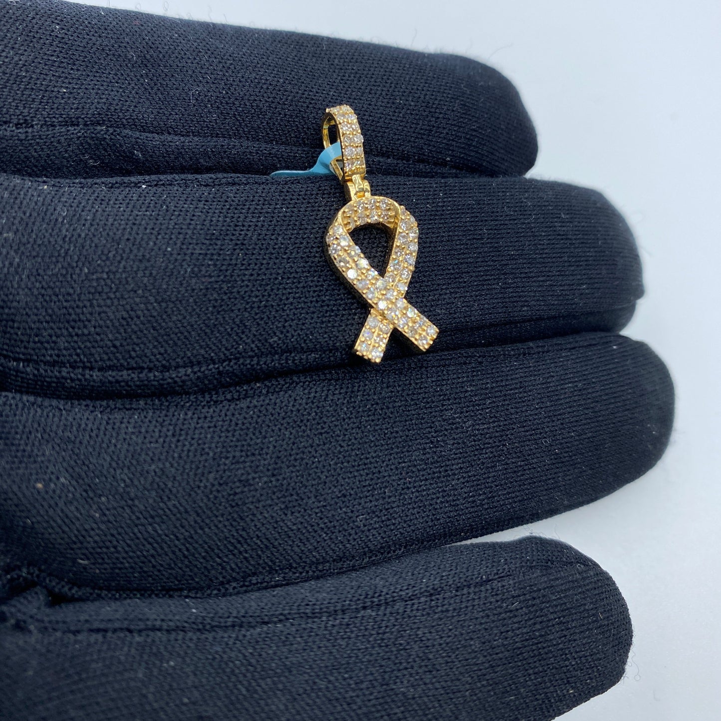 14K Breast Cancer Awareness Ribbon Diamond Pendant