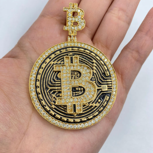 14K Custom Bitcoin Cryptocurrency Diamond Pendant