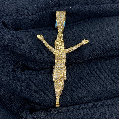 14K Crucified Jesus Diamond Pendant