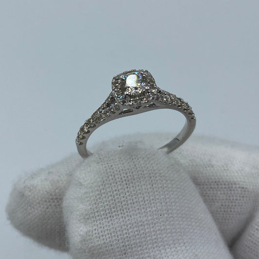 14K Square Halo Diamond Engagement Ring