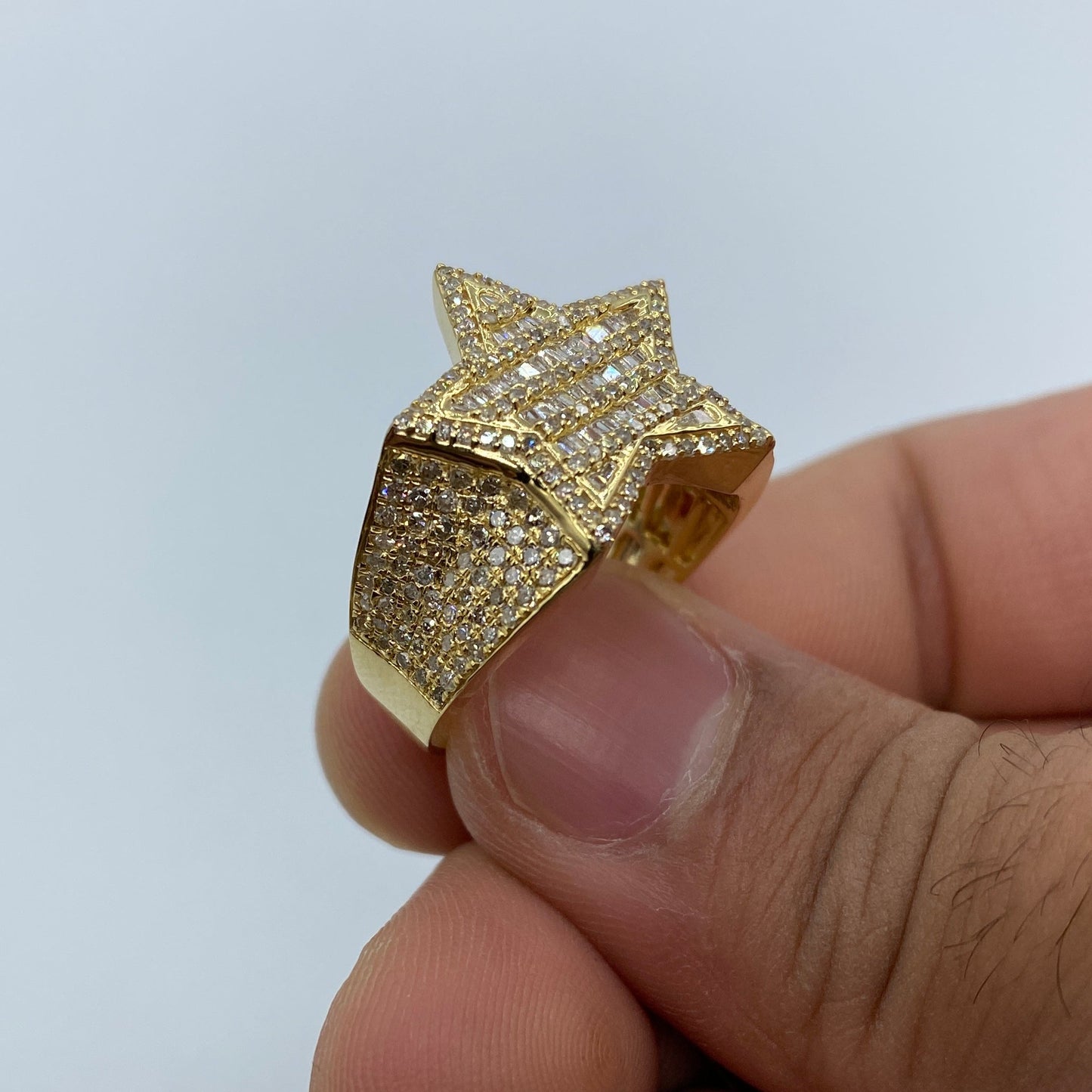 10K Star Diamond Baguette Ring