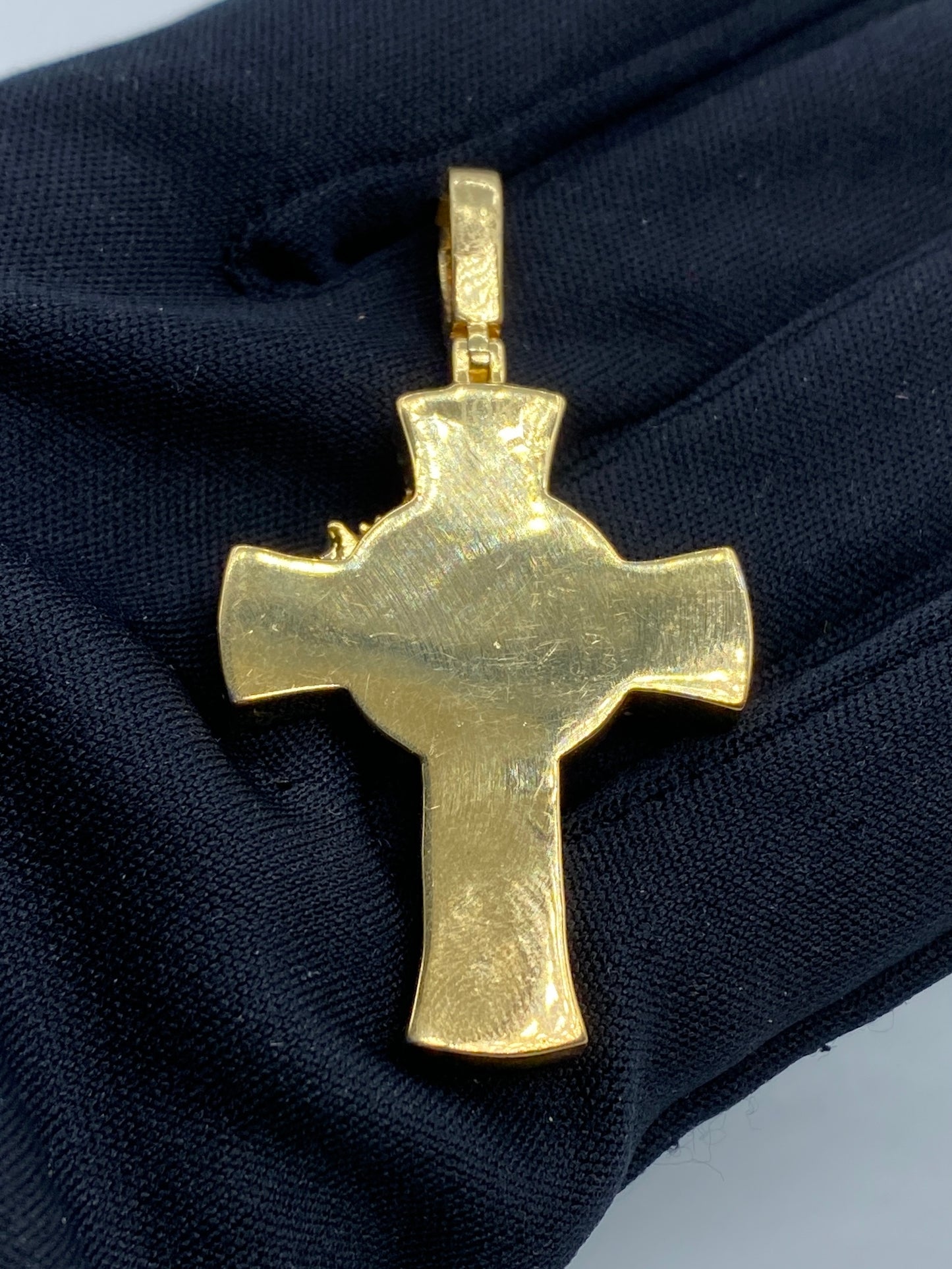 10K Jesus Cross Enamel Diamond Pendant 2.1ct