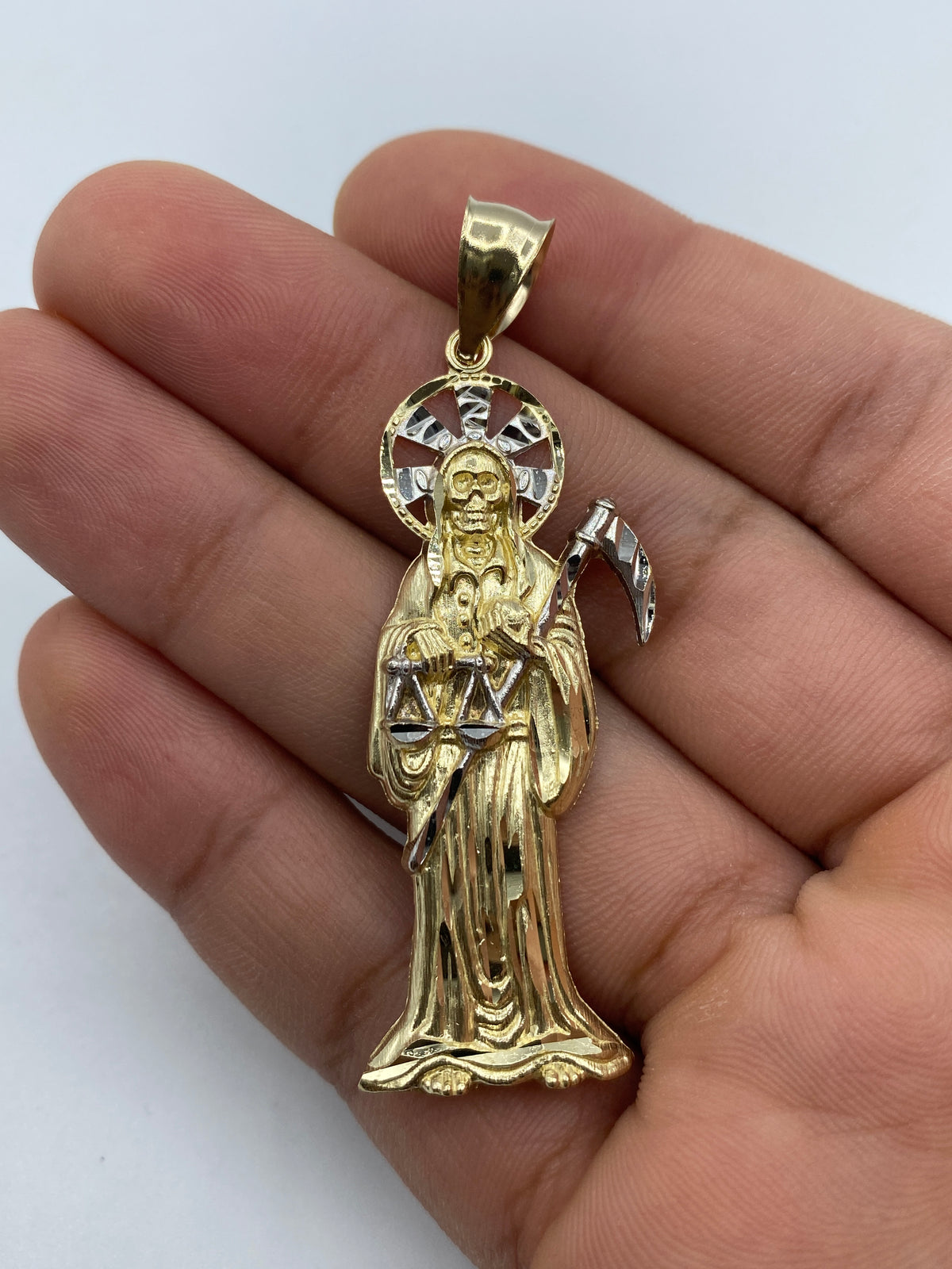 1.60ct LG Diamond Santa Muerte 3D Pendant 14K Gold 1.60ct LG Diamond Santa Muerte 3D Pendant 14K Gold