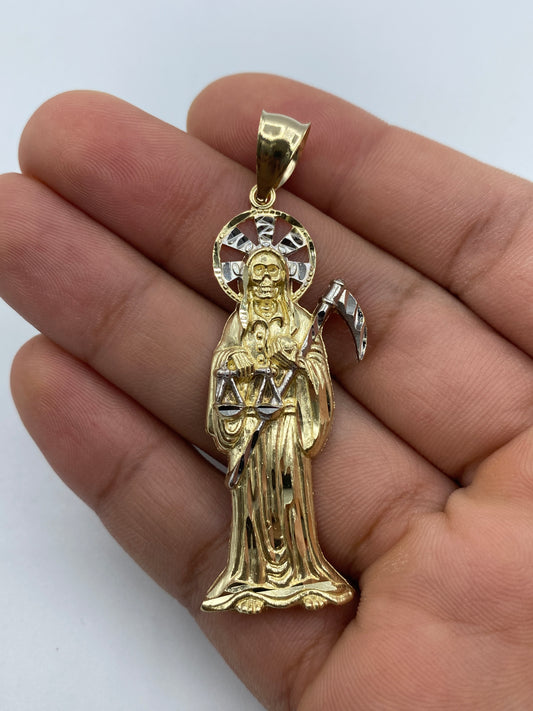 14K Santa Muerte Grim Reaper Pendant