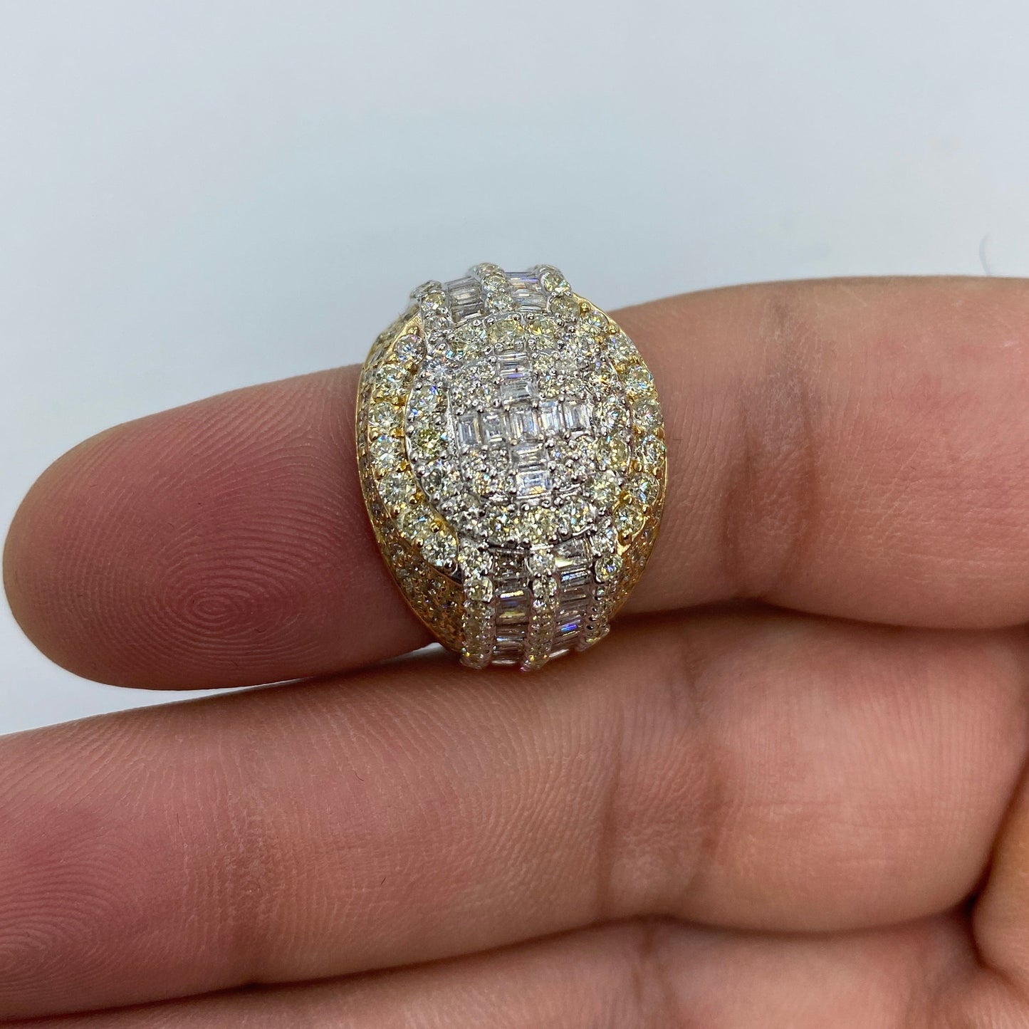 14K Circle Castle Diamond Baguette Ring