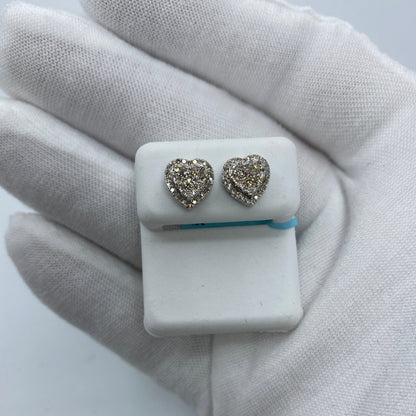 14K Halo Heart Diamond Earrings