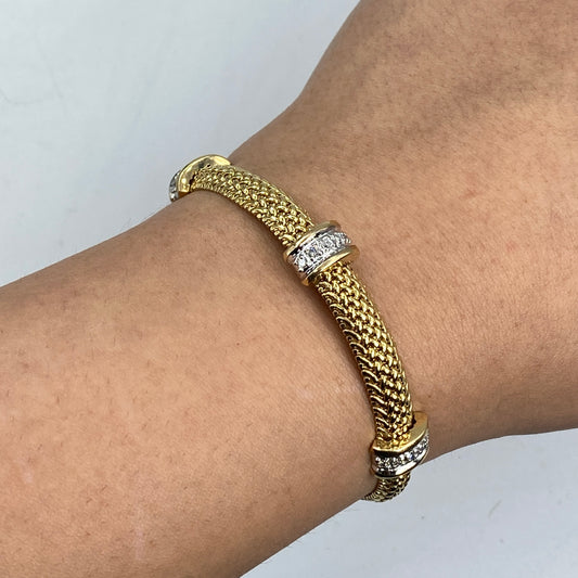 14K Gold Braided Diamond Bracelet