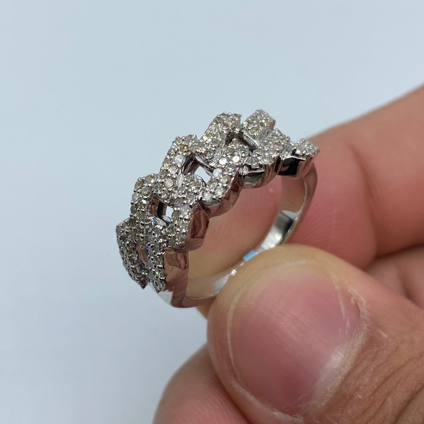 14k Gold 9MM Cuban Link Diamond Ring