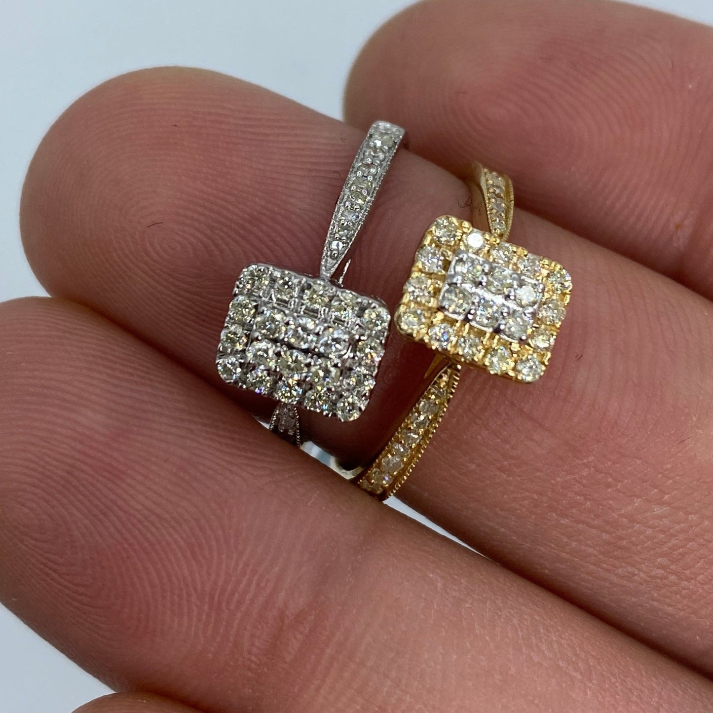14K Rectangle Diamond Engagement Ring