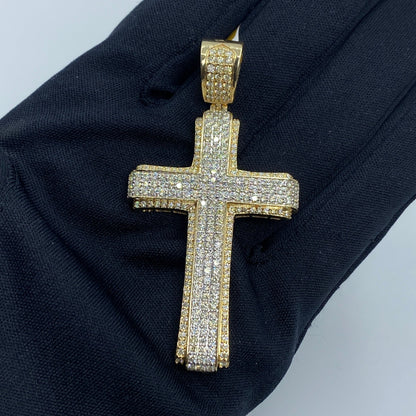 10K Traditional Cross Diamond Pendant 4.4ct