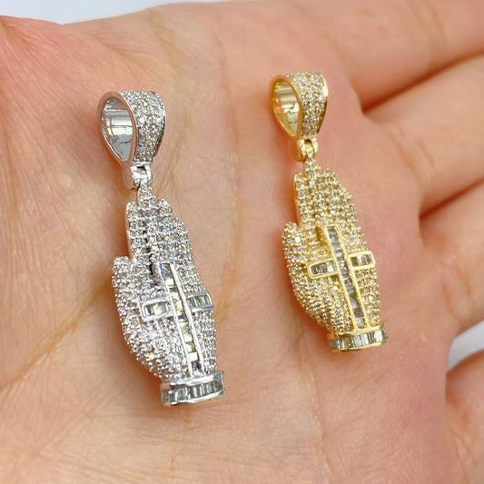 10K Blessed Hand Diamond Pendant