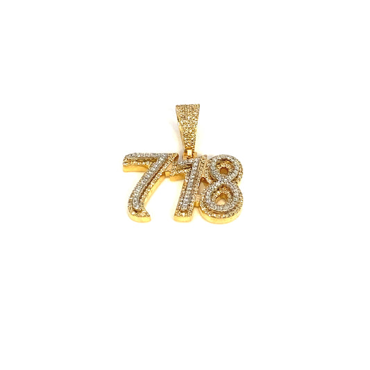 14K 718 Area Code Diamond Pendant