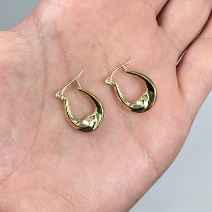 10K Crescent Moon Hoop Earrings