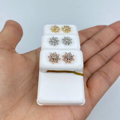 10K Snowflake Diamond Baguette Earrings