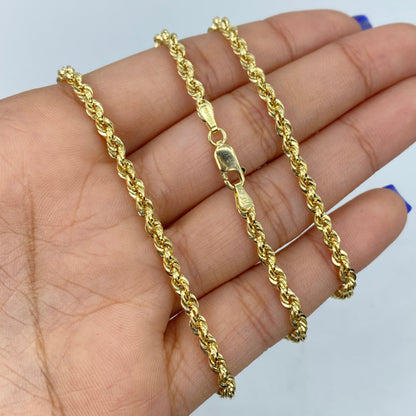 14K Yellow Gold Rope Bracelet 7"