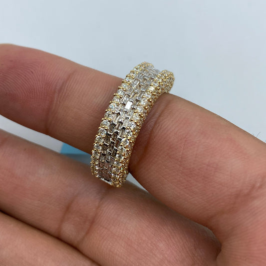 14K Diamond Baguette Center Ring