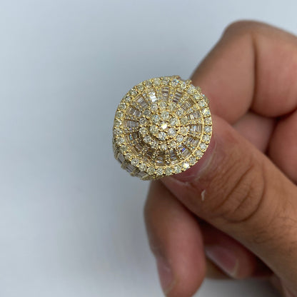 14K Circle Web Diamond Baguette Ring