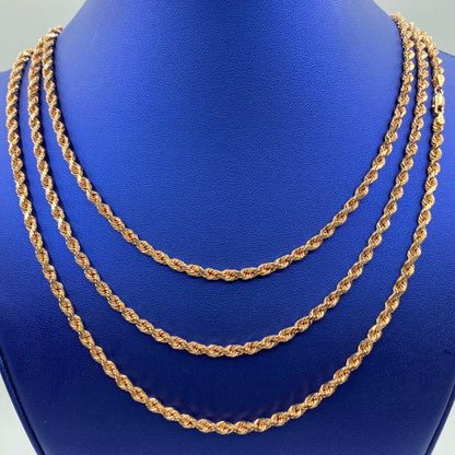 14K Rose Gold 4.2MM Rope Chain 18-22"