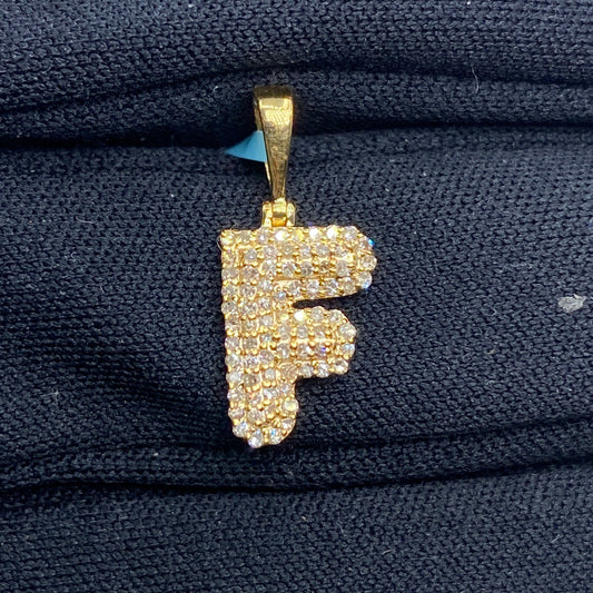 14k Initial F Bubble Pendant