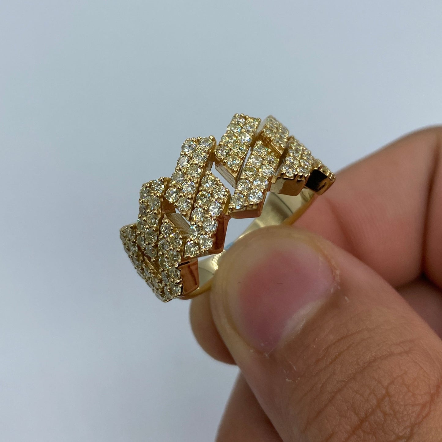 14K Bold Cuban Link Diamond Ring