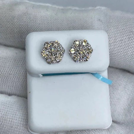 14K Flower Diamond Earrings 1.2ct