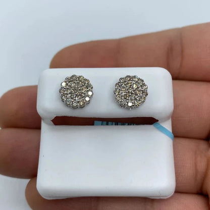 14K Circle Flower Diamond Earrings