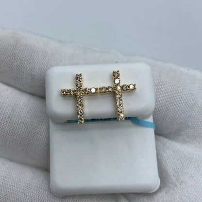 14K Elegant Cross Diamond Earrings