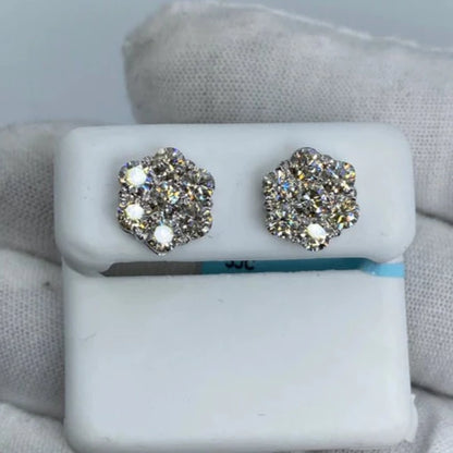 14K Flower Diamond Earrings 3.1ct