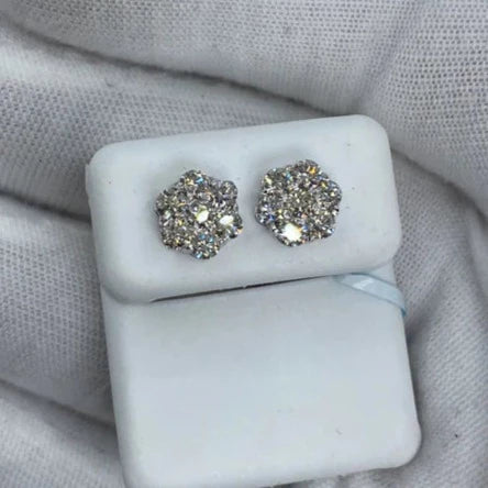 14K Flower Diamond Earrings 1.4ct