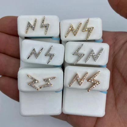 14K Lightning Diamond Earrings