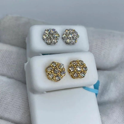14K Flower Diamond Earrings 1.2ct