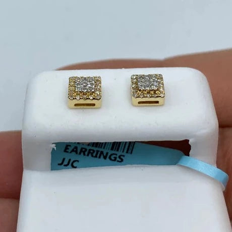 14K Grandeur Square Diamond Earrings
