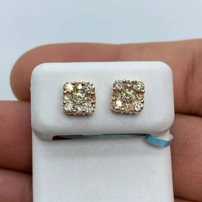14K Square Stud Diamond Earrings 1.2ct