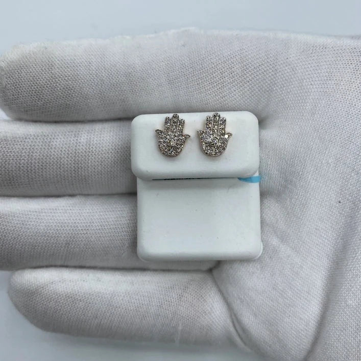 14K Hamsa Diamond Earrings