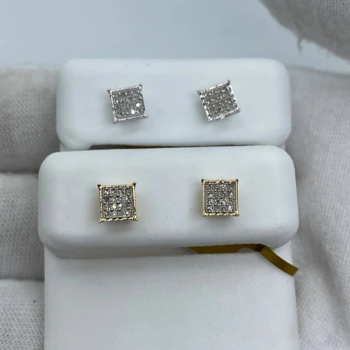 10K Square Diamond Earrings 0.2ct