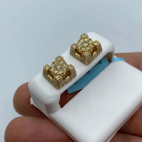 14K Castle Diamond Earrings Jumbo