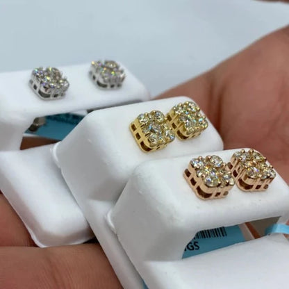 14K Square Stud Diamond Earrings 1.2ct