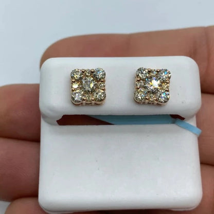 14K Square Stud Earrings 2.5ct